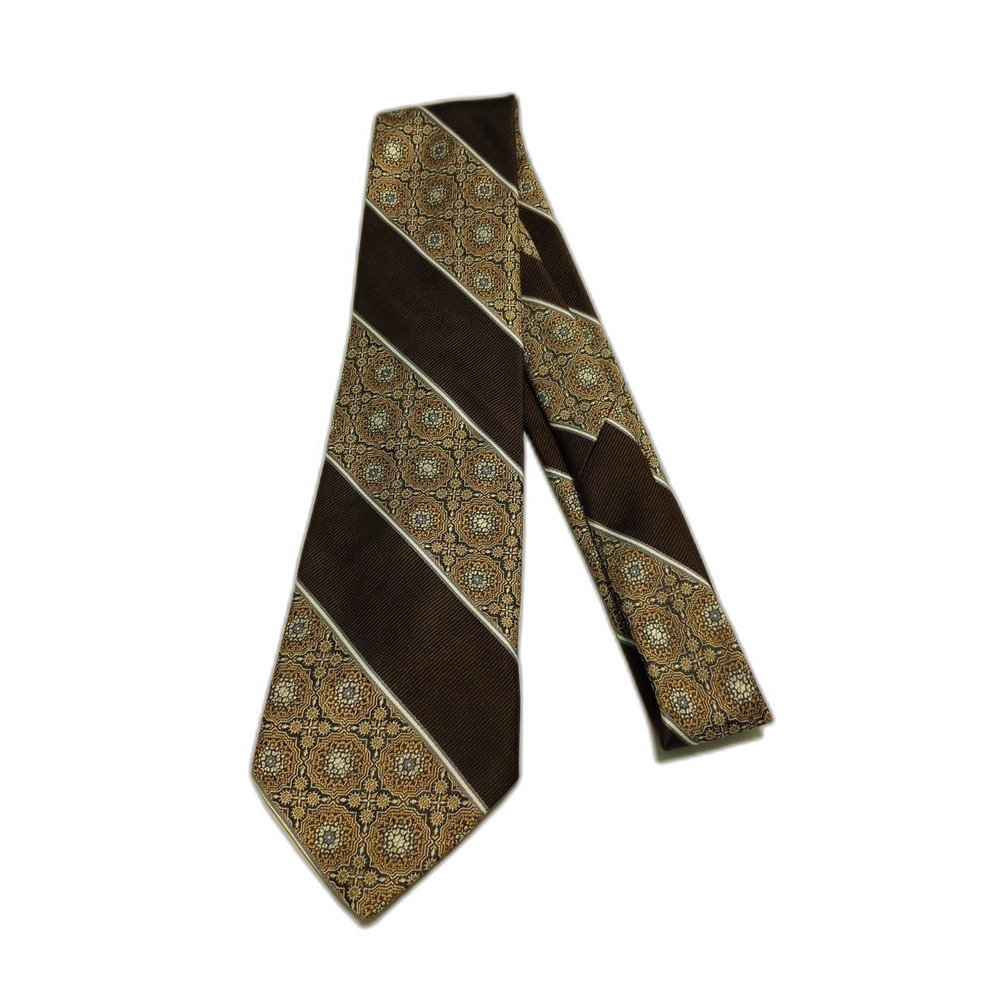 Cravatte Fine Jacqueline Brown Blue 100% Polyester Men's Neck Tie 56 inches